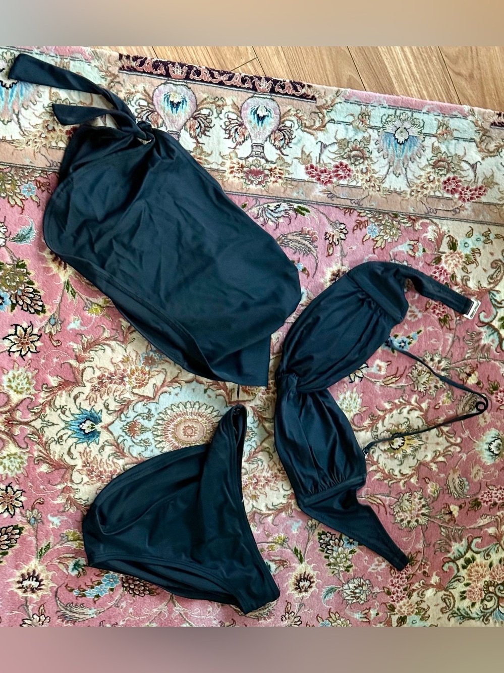 bikinis 3 piece, Black, fits M & L . Only top worn but bottom is new. Mossimo